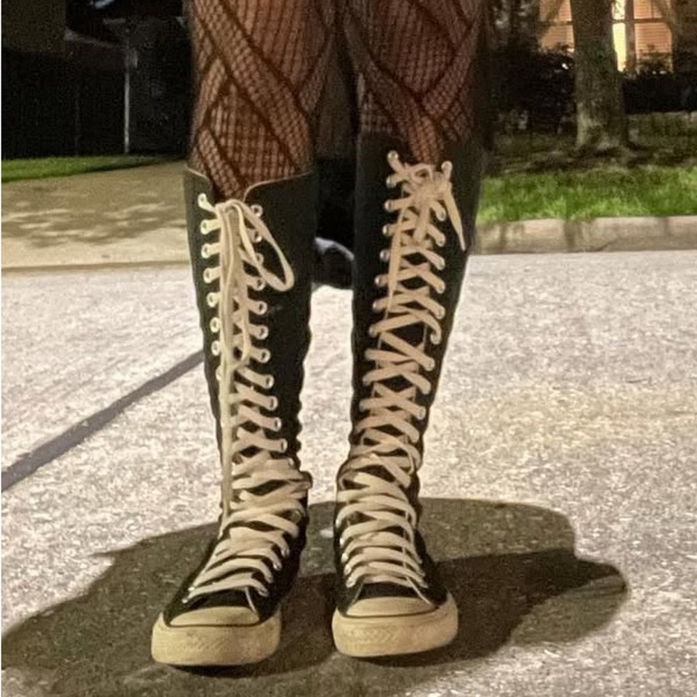Black knee high converse